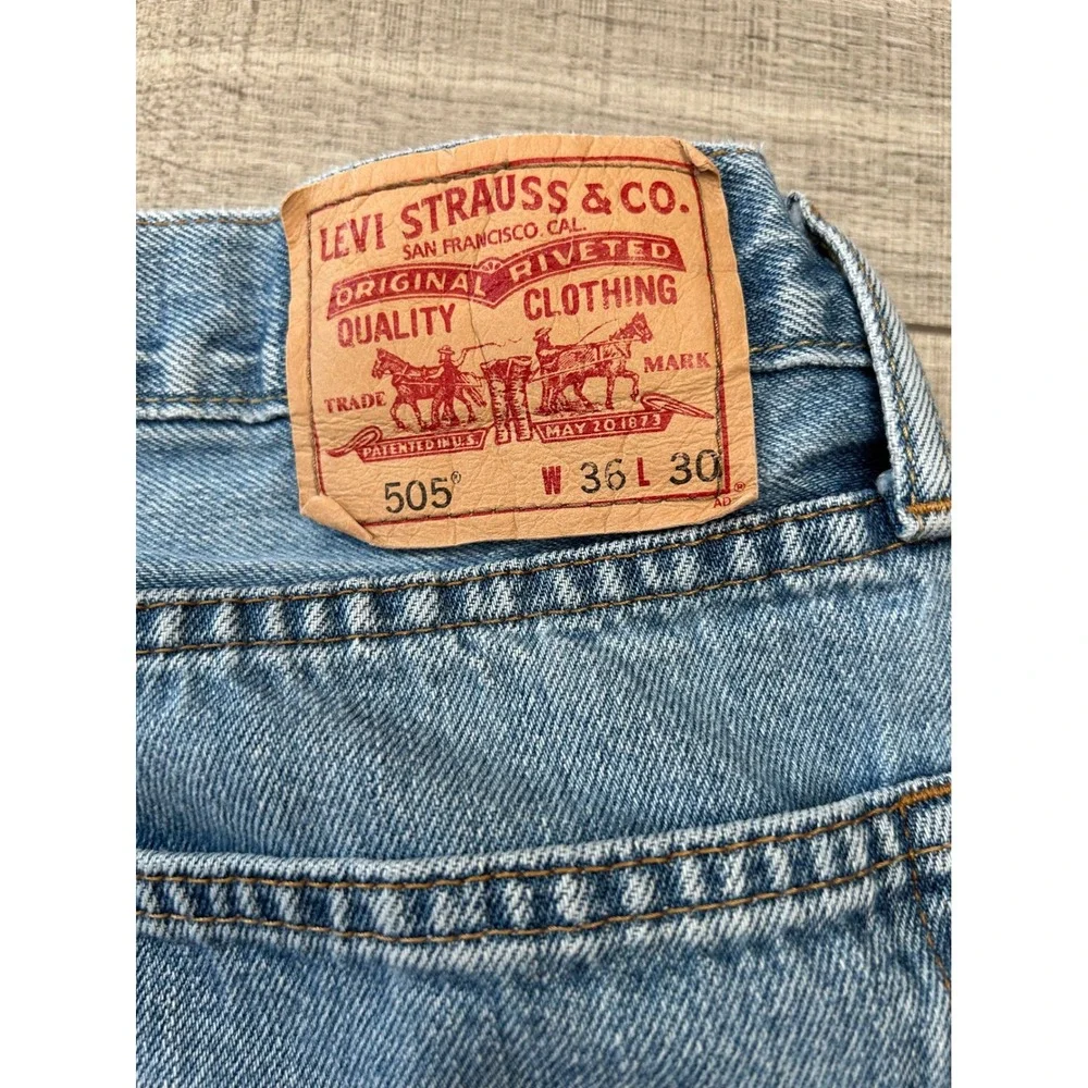 Levis 505 Straight Fit Jeans Light Wash Blue Denim W36 L30 Mens Womens